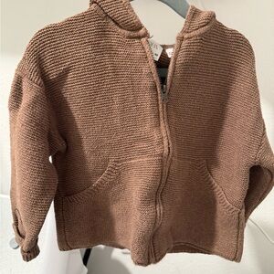 Zara Chocolate Knit Hoodie with Zipper